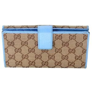 Gucci Signature Canvas Long Leather Trim GG Continental Wallet GG-0729N-0006